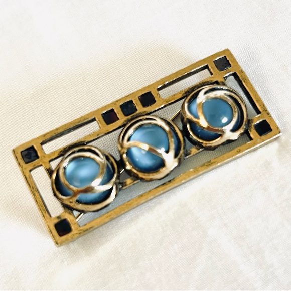 Vintage Scottish Arts & Crafts Miracle Pin Macintosh Collection Blue Rose 1970s - Picture 2 of 4